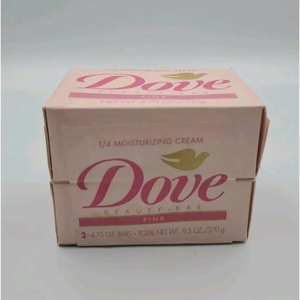 Vintage 1992‎ Pink Dove Beauty Bar 1/4 Moisture Lotion Two 4.75 oz Soap Bars NEW